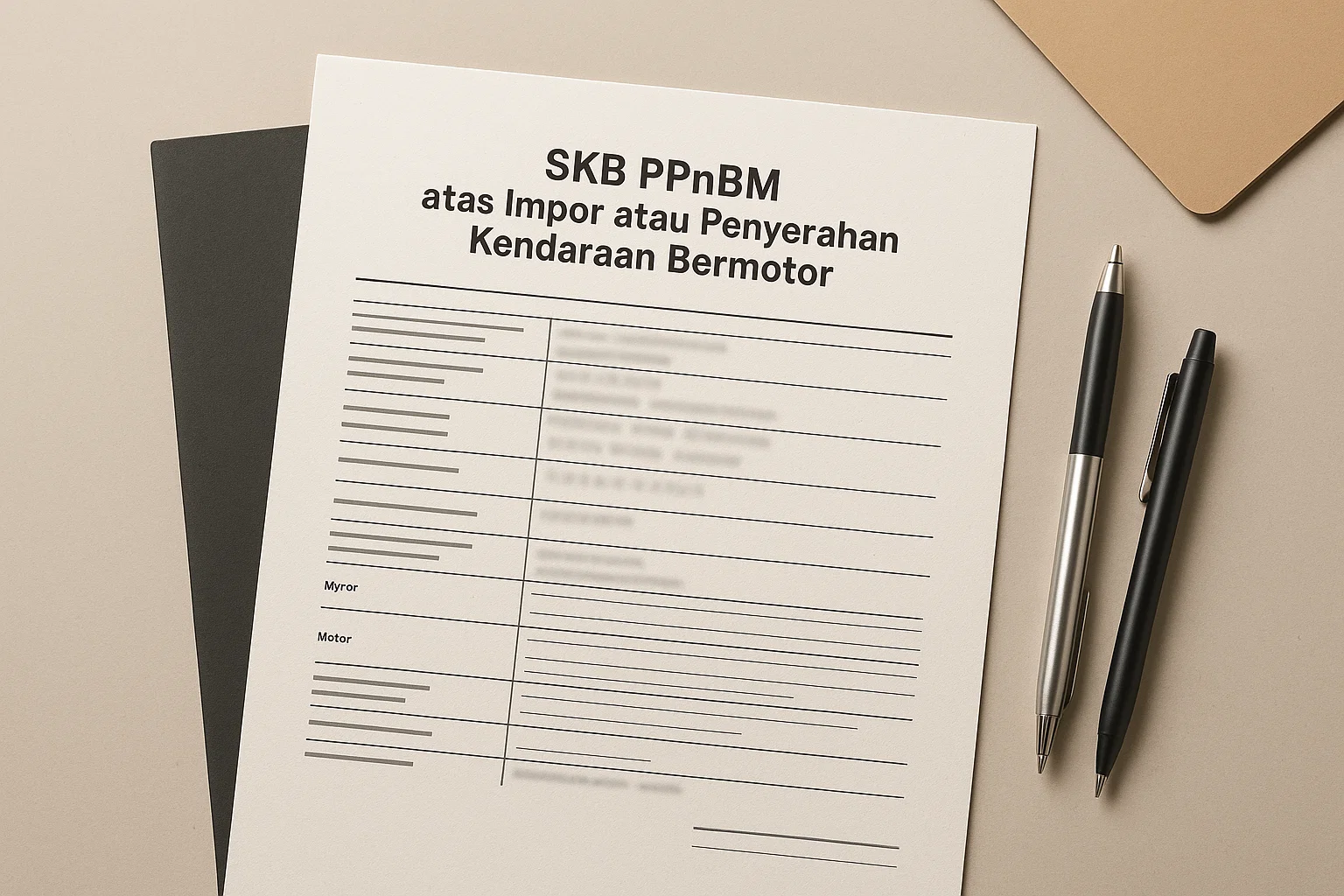 Merupakan layanan administrasi untuk menerbitkan Surat Keterangan Bebas Pajak Penjualan atas Barang Mewah atas impor atau perolehan kendaraan bermotor. Surat Keterangan Bebas PPnBM adalah surat keterangan yang menyatakan bahwa Orang Pribadi atau Badan dibebaskan dari pengenaan PPnBM atas impor dan/atau perolehan kendaraan bermotor.