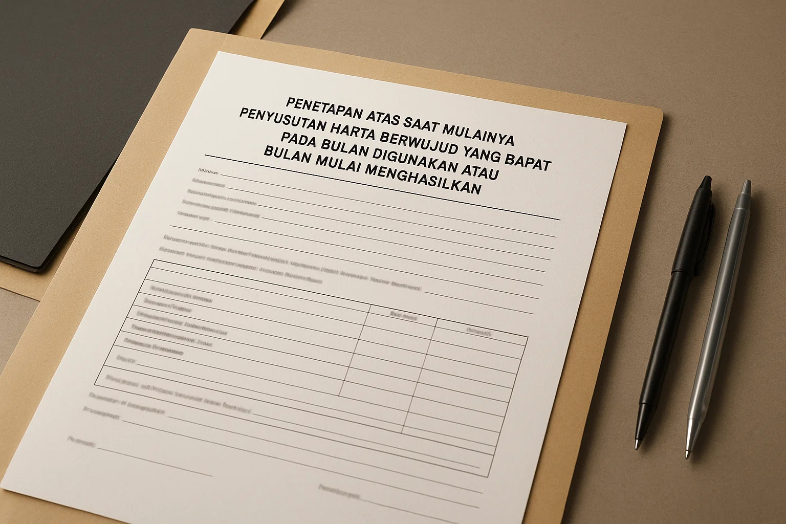 Penyusutan atas harta berwujud dimulai pada bulan dilakukannya pengeluaran untuk memperoleh harta berwujud tersebut. Wajib Pajak dapat menggunakan permohonan ini apabila Wajib Pajak hendak mengajukan Penetapan atas Saat Mulainya Penyusutan Harta Berwujud yang Dapat Dilakukan Pada Bulan Digunakan atau Bulan Mulai Menghasilkan. Direktur Jenderal Pajak menetapkan saat mulainya penyusutan yang diajukan oleh Wajib Pajak dengan mempertimbangkan bulan harta tersebut digunakan untuk mendapatkan, menagih, dan memelihara penghasilan atau bulan harta yang bersangkutan mulai menghasilkan.